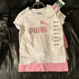 NWT Puma girls 4 piece t-shirt & shorts set sz. xxs-3/4